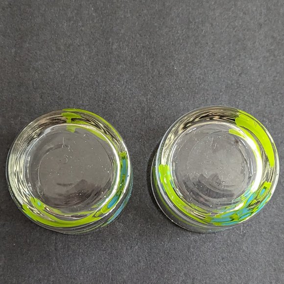 Set of 2 Vintage Colony Glass Barware Glasses Flower Power Daisy Blue and Green - Picture 7 of 7